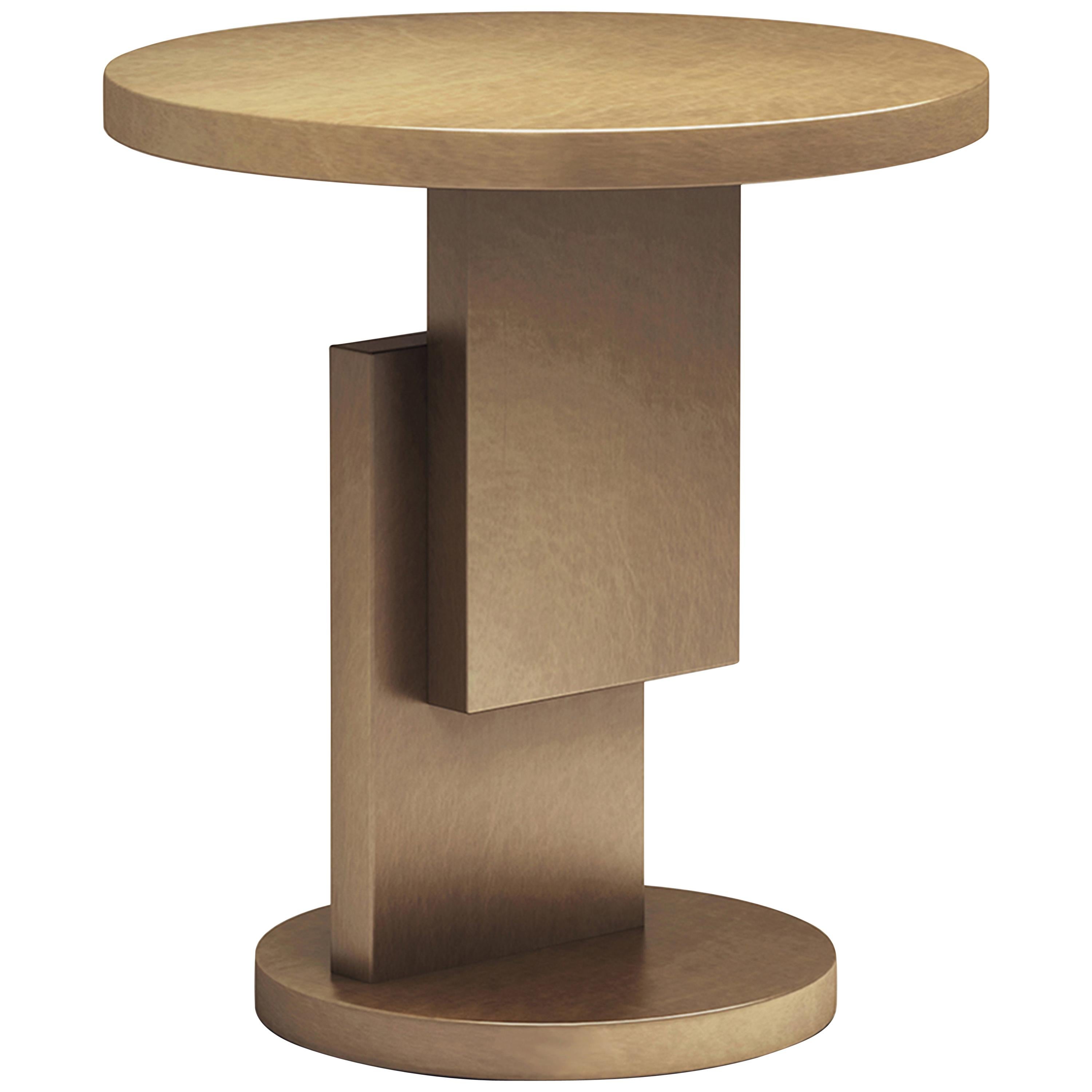 Gold/Copper Round Top Stack Side Table Geometric Customizable