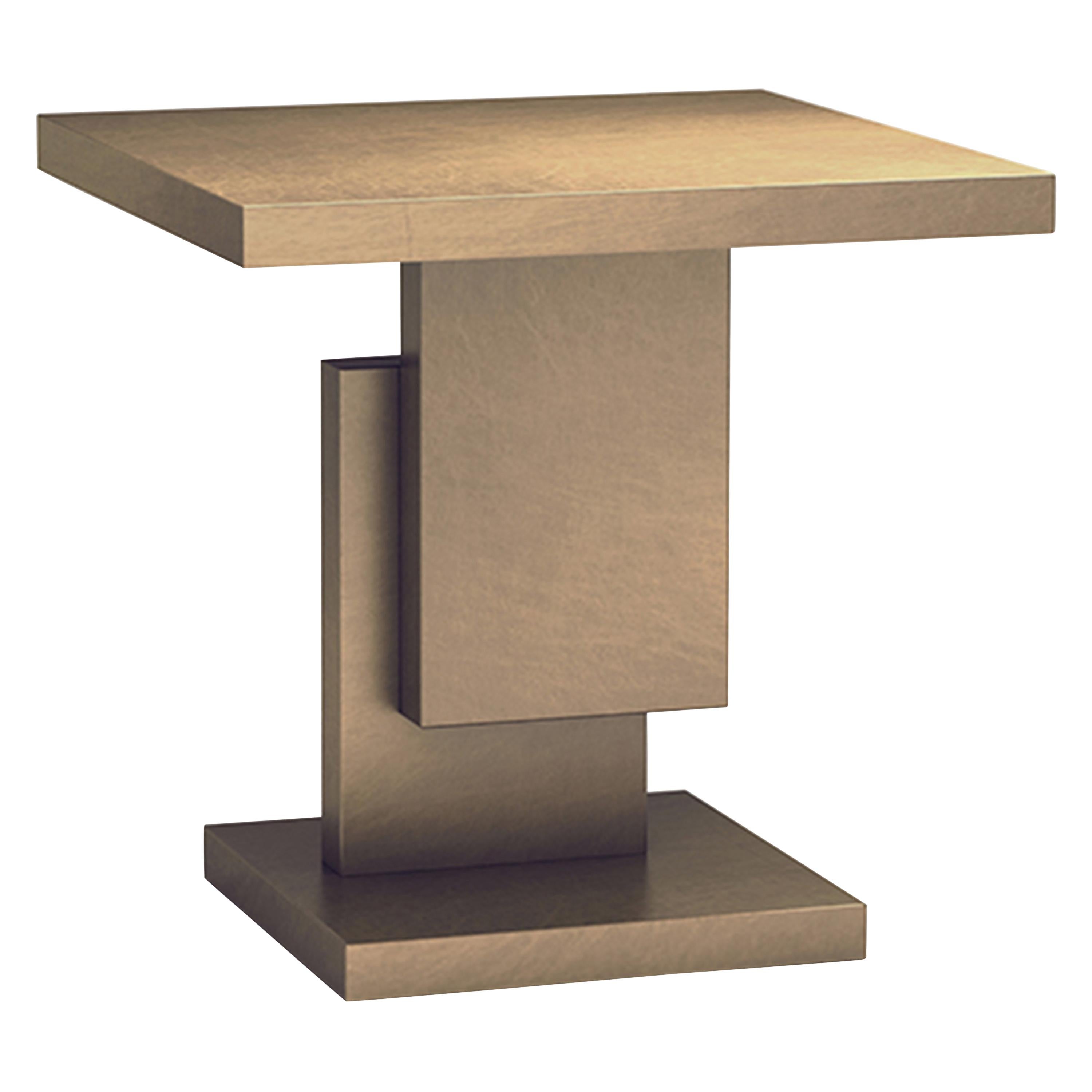 Gold/Kupfer quadratischer Beistelltisch mit Platte, geometrisch anpassbar