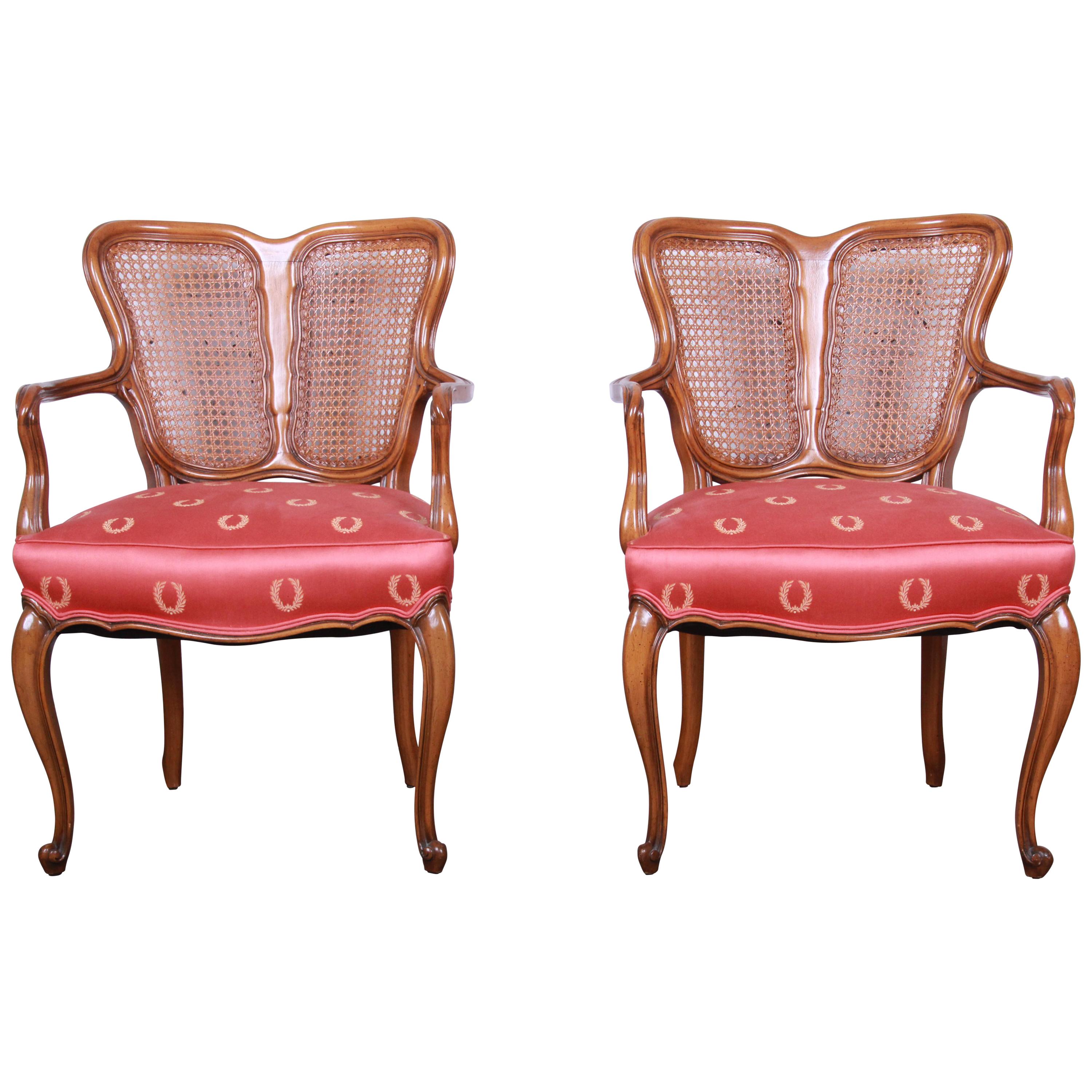 Vintage French Provincial Louis XV Style Armchairs, Pair