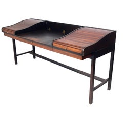 Rosewood and Mahogany Roll Top Desk by Edward Wormley for Dunbar