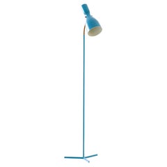 Italian Blue and Brass Tripod Floor Lamp, 1950s