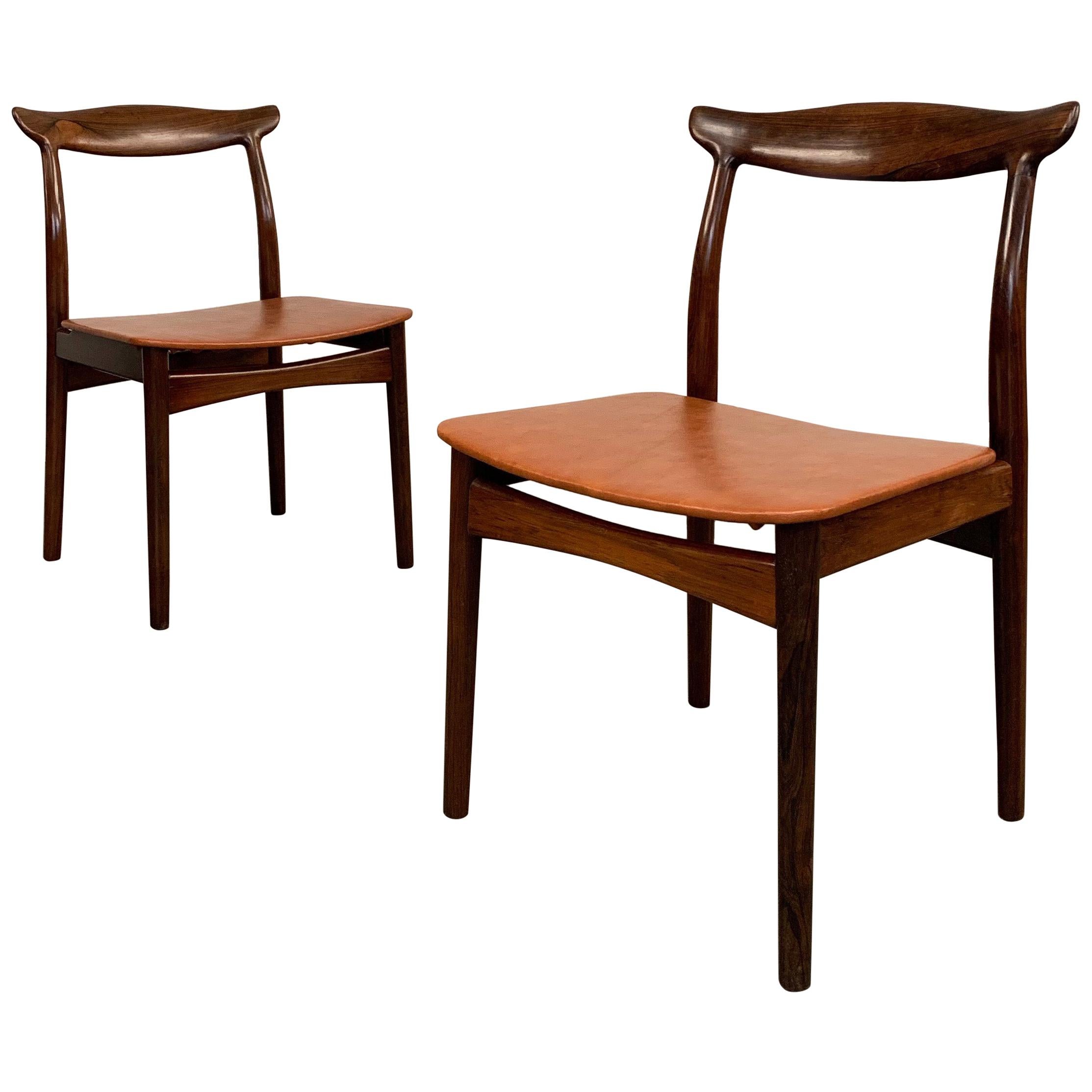 Pair Of Eric Wørts Model 112 Rosewood Cow Horn Side Chairs