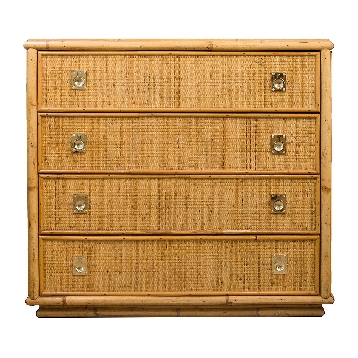 Small FourDrawer Woven Wicker Chest with Brass Hardware at 1stDibs
