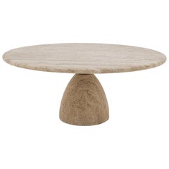 Round Travertine Coffee Table by Peter Draenert, 1970s