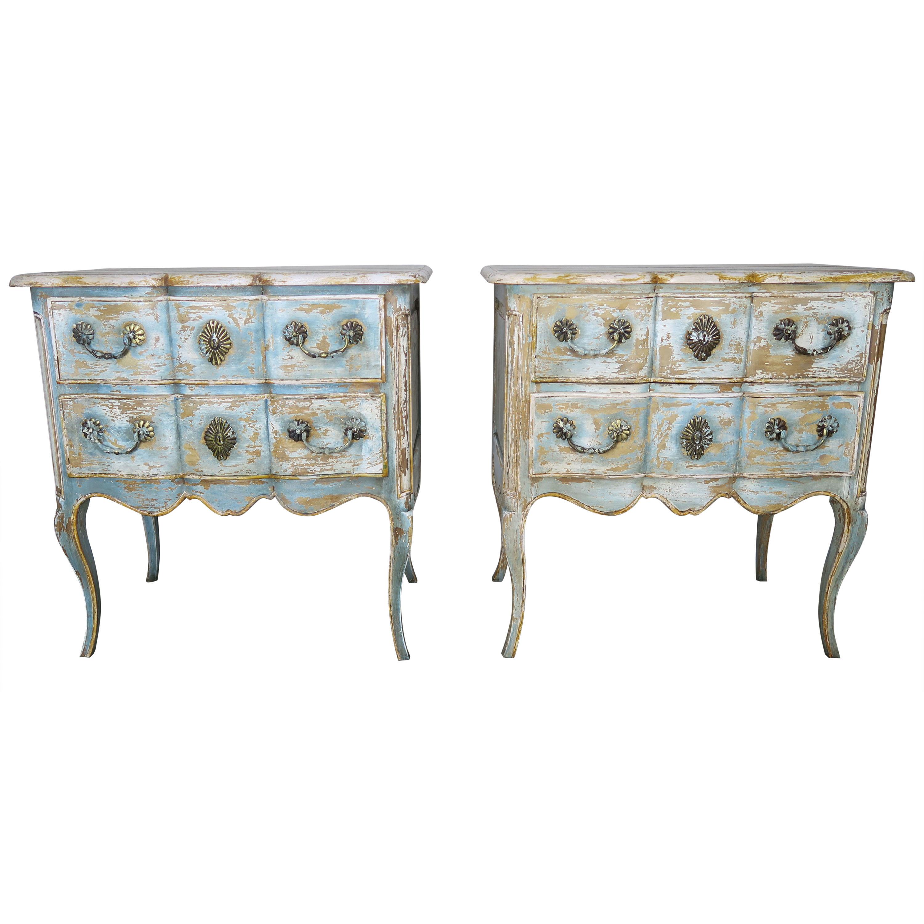 French Painted Louis XV Style Commodes, circa 1930s