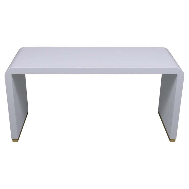 Lacquered Linen Wrapped Waterfall Console Table, circa 1970s at 1stDibs