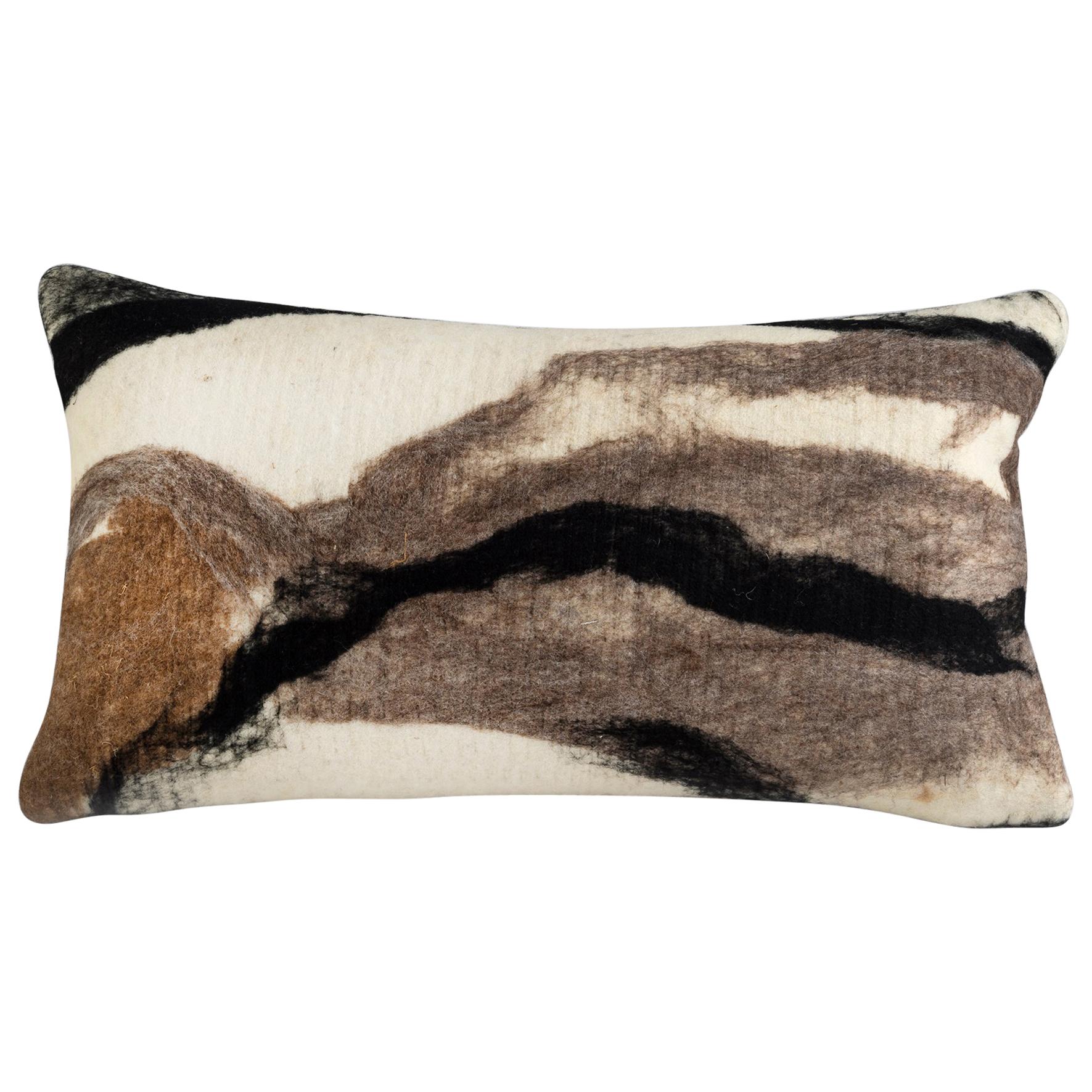 Modern Rustic Wool Pillow Hand-Milled - Heritage Sheep Collection For Sale