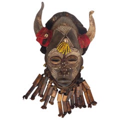 Bamileke Horned Tribal Mask from Cameroon, Africa