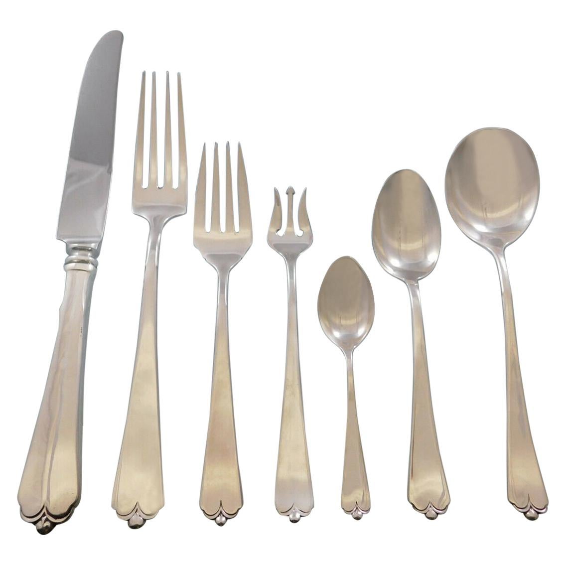 Lotus by Watson-Wallace Sterling Silver Flatware Service Set 88 Pieces Dinner For Sale