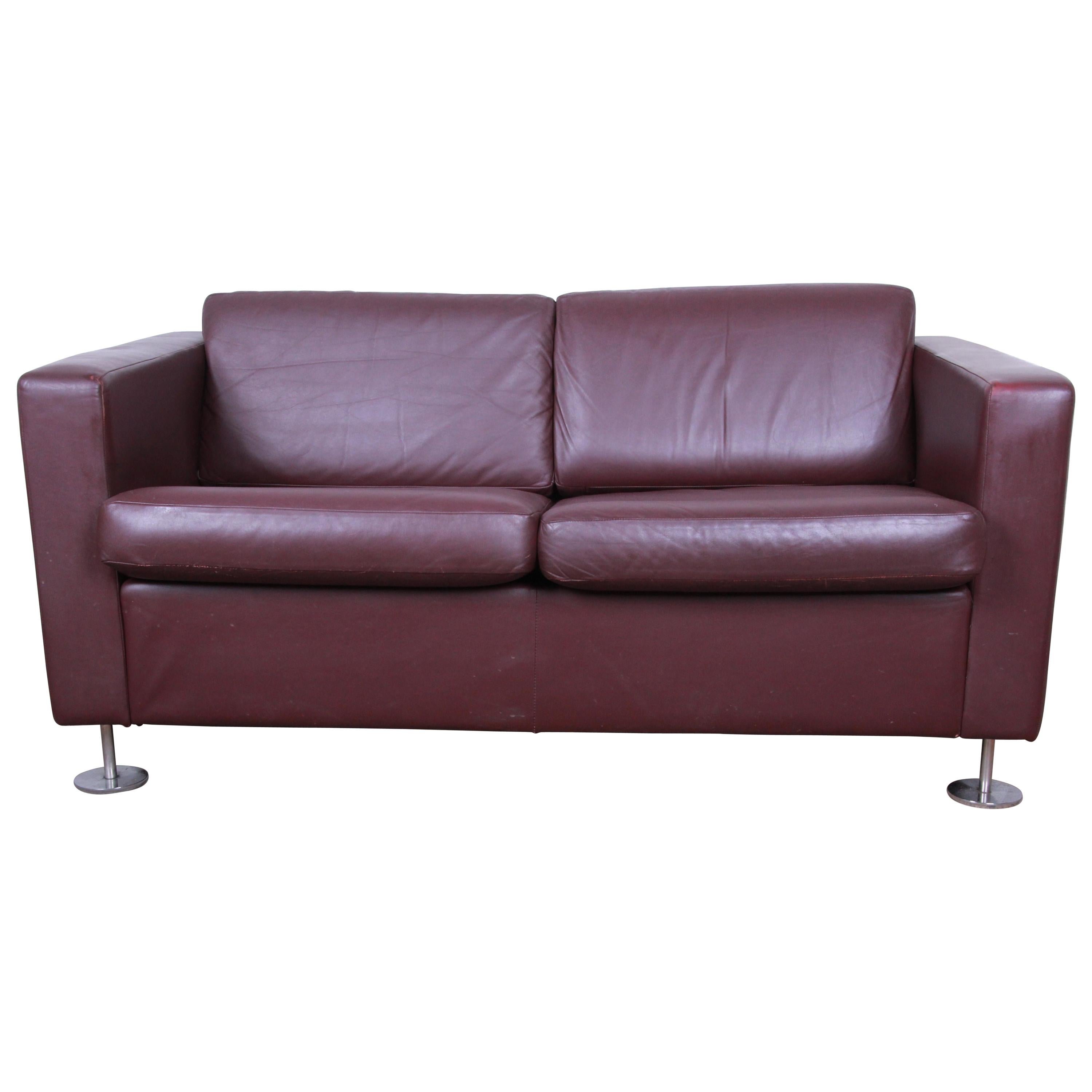 Stendig Leather Tuxedo Loveseat Made In Switzerland For At 1stdibs