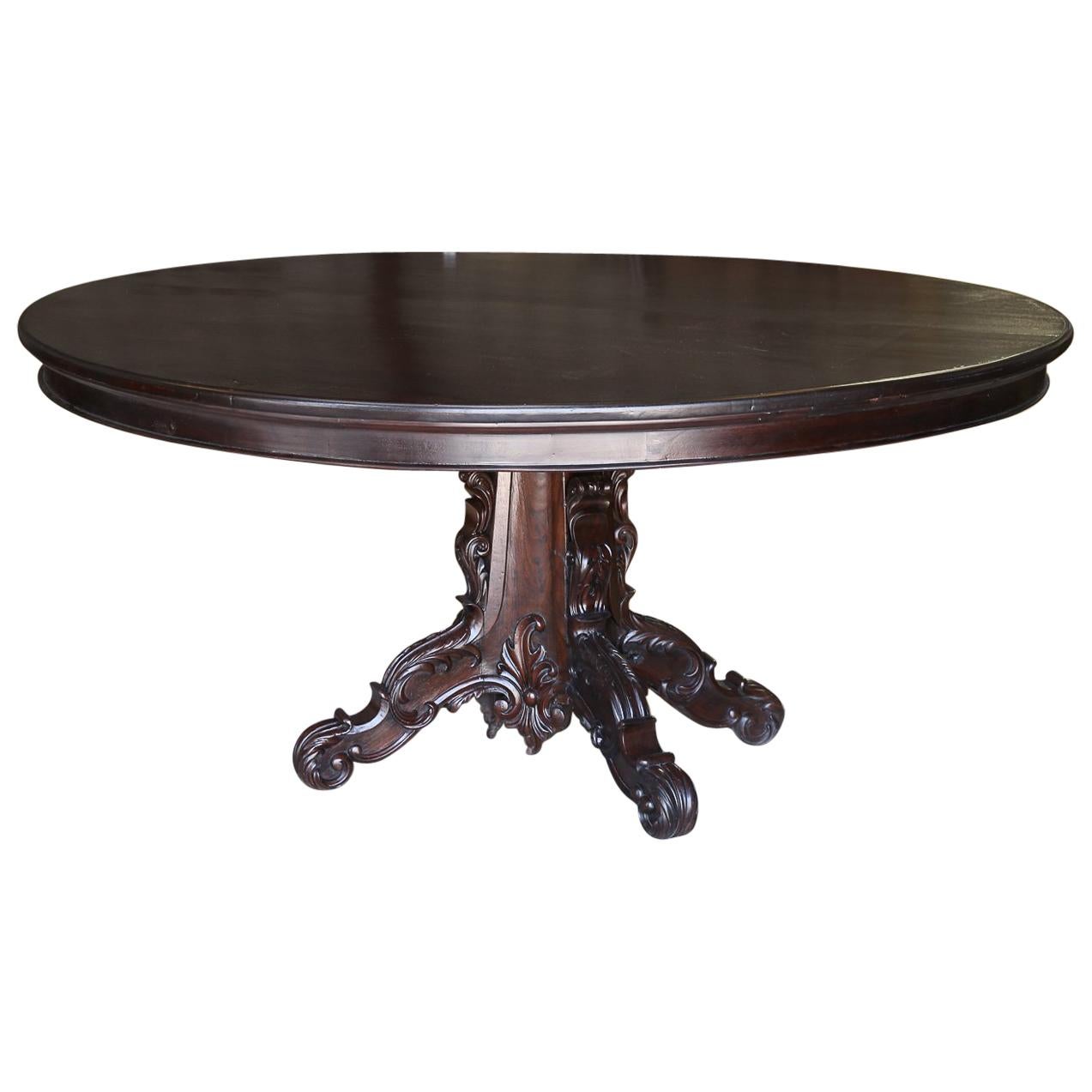 19th Century Superbly Handcrafted Solid Mahogany Round Governor's Dinning Table For Sale