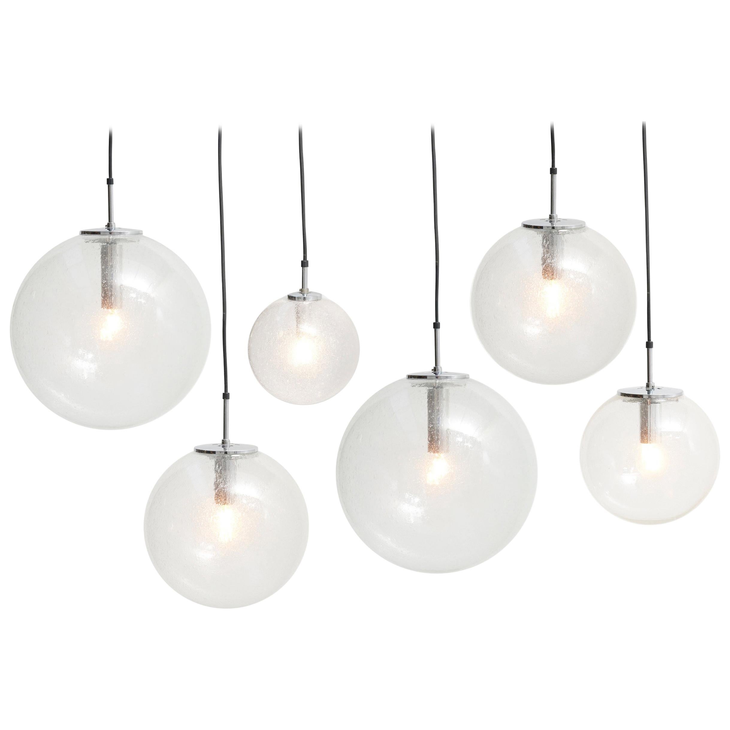 Set Bubble Glass Pendant Lamps, Glashütte Limburg