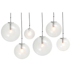 Set Bubble Glass Pendant Lamps, Glashütte Limburg