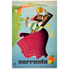 Original Vintage ENIT Travel Poster Sorrento Napoli Naples Mediterranean Italy