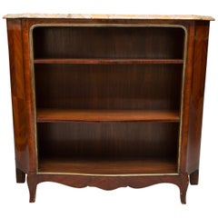 19th Century French Louis XV Style Kingwood Bookcase with Marble Top