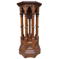 Antique & Monumental Handcarved Oak Gothic Revival Church Columns Pedestal Stand
