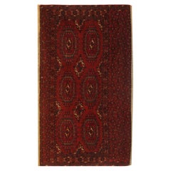 Oriental Rug Red Hand Made Carpet, Wool Antique Rug, Turkman Rugs for Sale