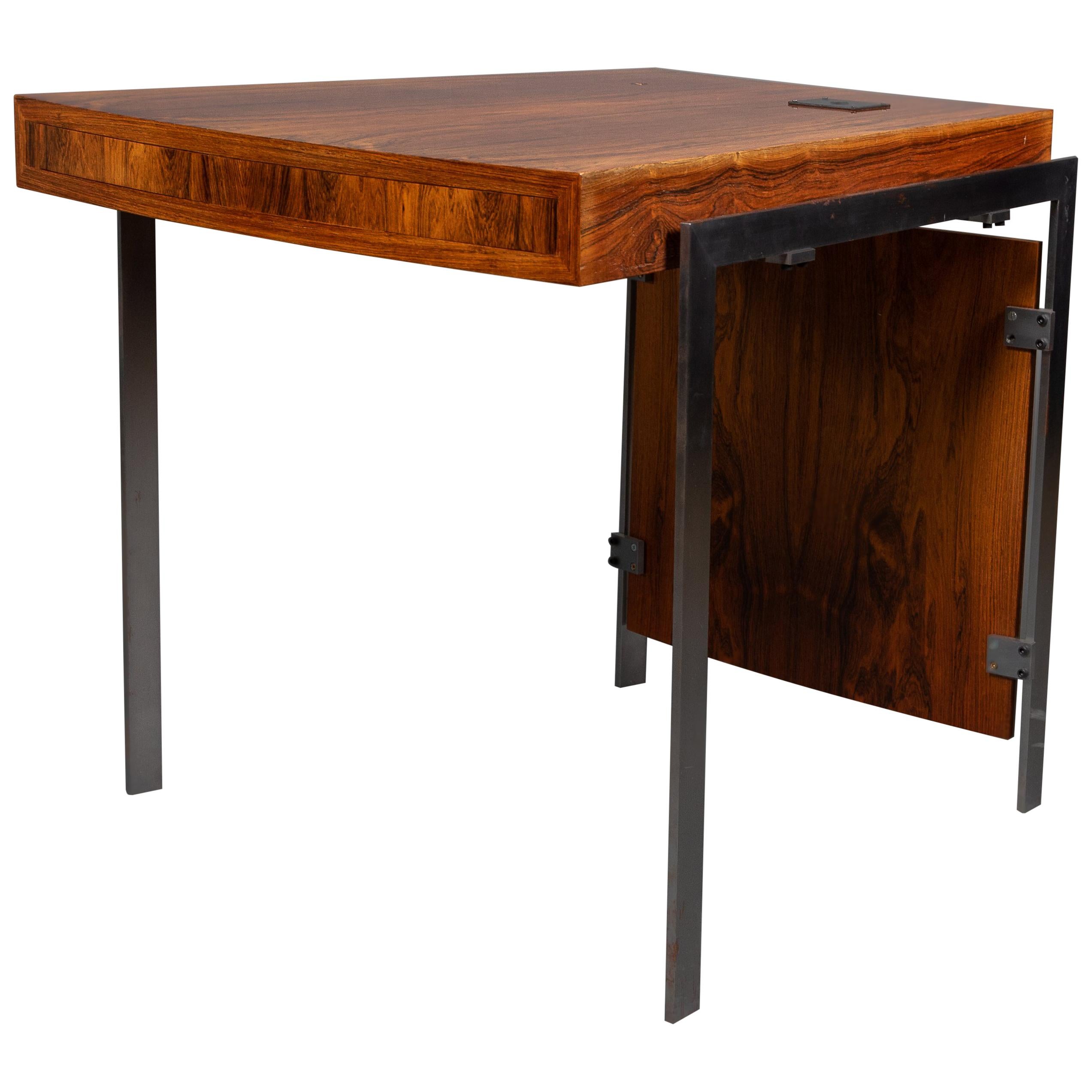 Jørgen Groth Midcentury Scandinavian Writing Desk Rosewood Steel Heluf Poulsen For Sale