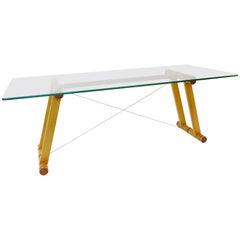 Superstudio 'Teso' Italian Dining Table in Wood and Glass, 1970s