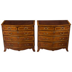 Pair of Bow Front Chest of Drawers Dressers or Large Nightstands in Mahogany