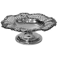 Gorham Sterling Compote Bowl on Pedestal Foot, Gorham Date Symbol Mark 1908