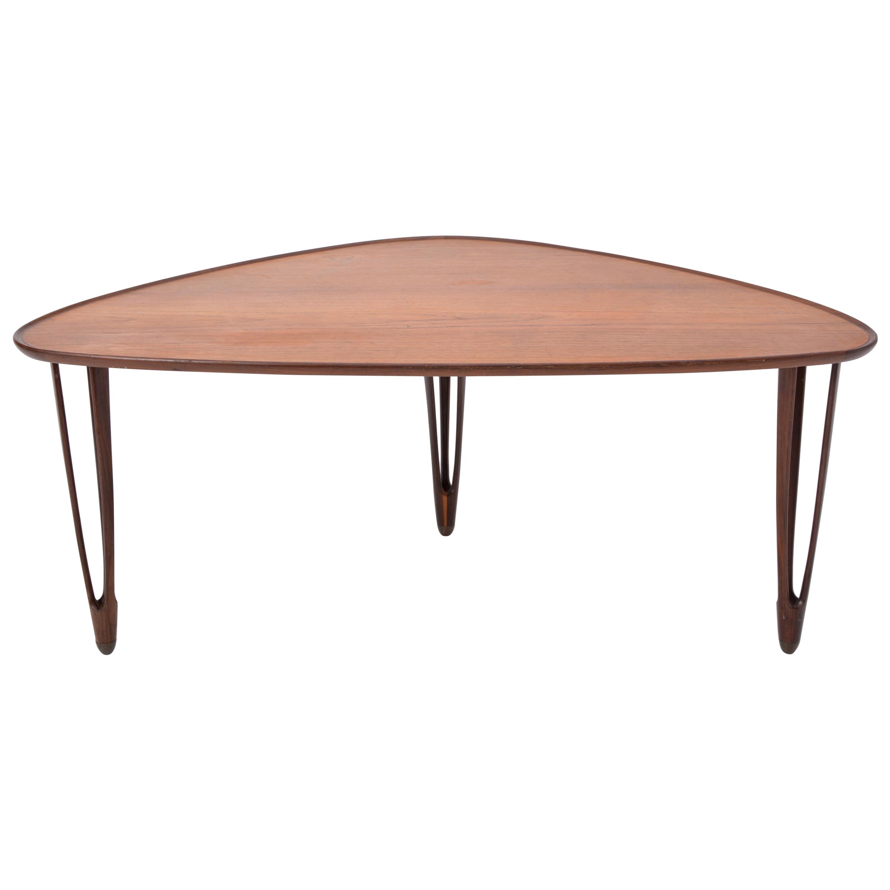 Danish Mid-Century Modern Teak tripod coffee table from BC Mobler