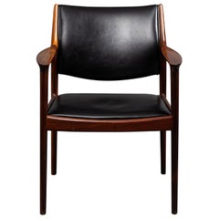 Midcentury Scandinavian Torbjørn Afdal Elton Armchair in Rosewood Black Leather