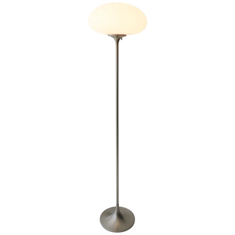 Laurel Brushed Aluminium Floor Lamp Mushroom Shade For Sale