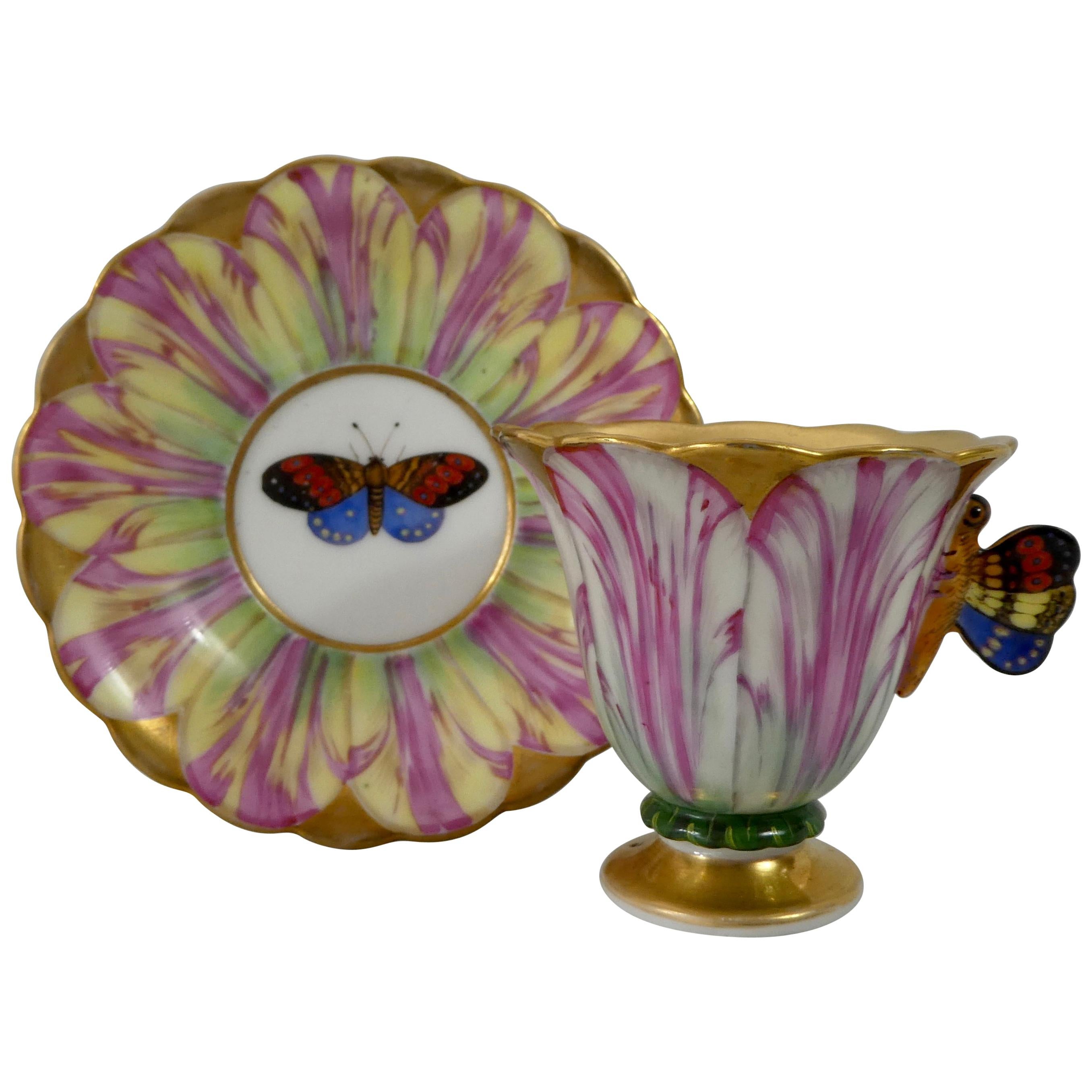 Spode Porcelain Tulip Cup and Saucer, circa 1820