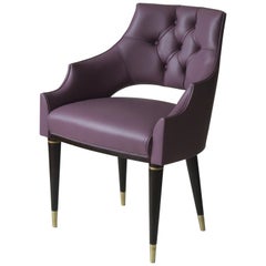 Dining Armchair Mountbatten Rose Fiore Leather Midcentury Style, Luxury Details