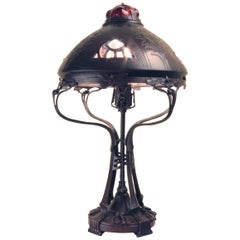 Austrian Art Nouveau Copper and Bronze Table Lamp