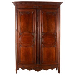 French Louis XV Carved Walnut Armoire