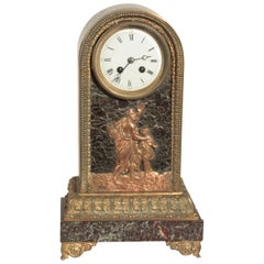 Antique Second Empire Bronze and Marble Mantel Clock