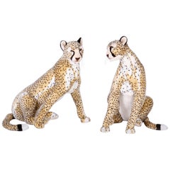 Vintage Pair of Life Size Cheetah Stuffed Animals