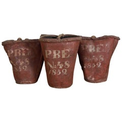Set of Four Country House Leather Fire Buckets