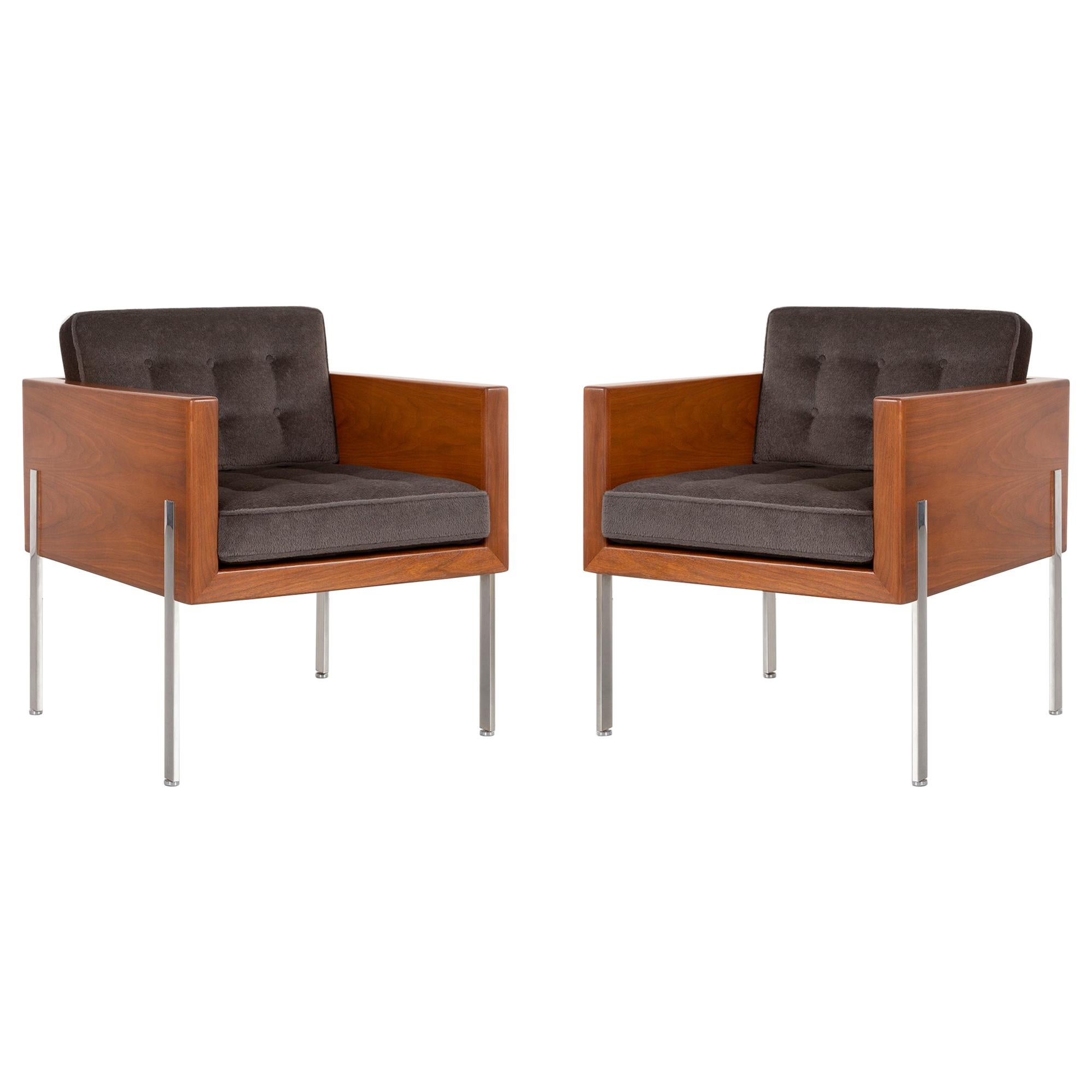 Pair of Mid-Century Modern Harvey Probber Architectural Series Cube Chairs For Sale