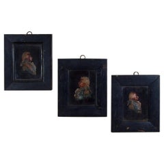 Antique Three George III Bas Relief Wax Portraits