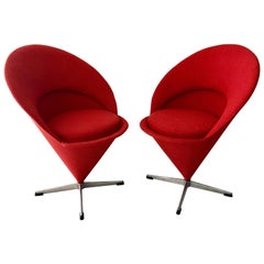 Vintage Pair of Verner Panton Cone Chairs