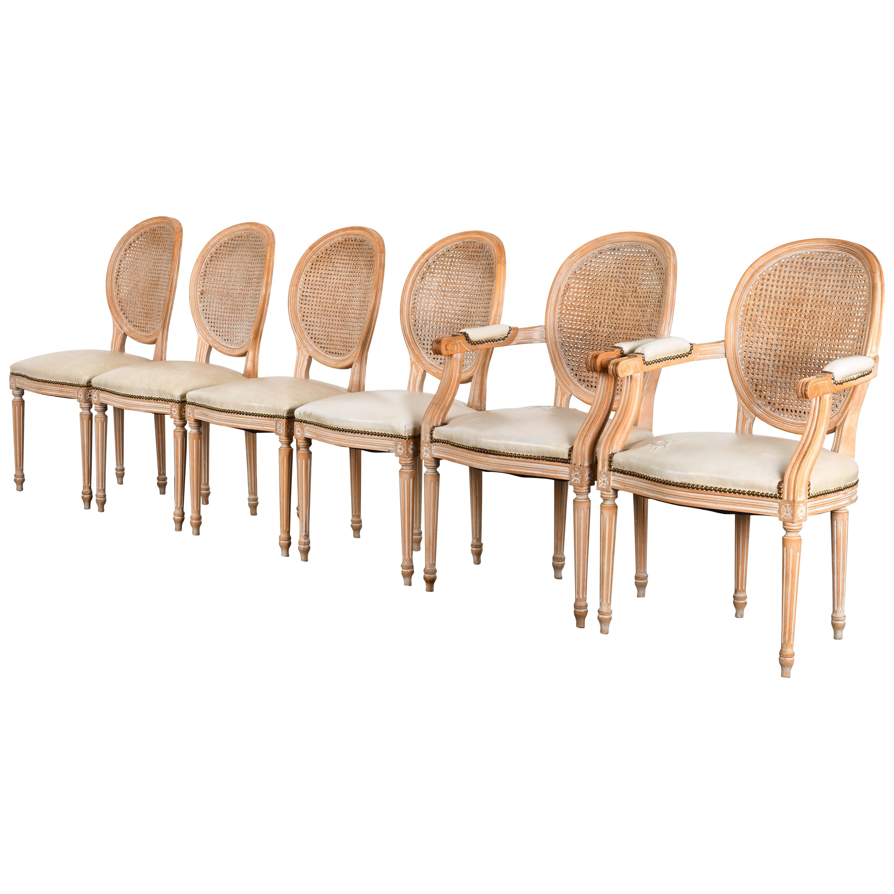 Set of 6 French Louis XVI Style Dining Chairs, 1960s