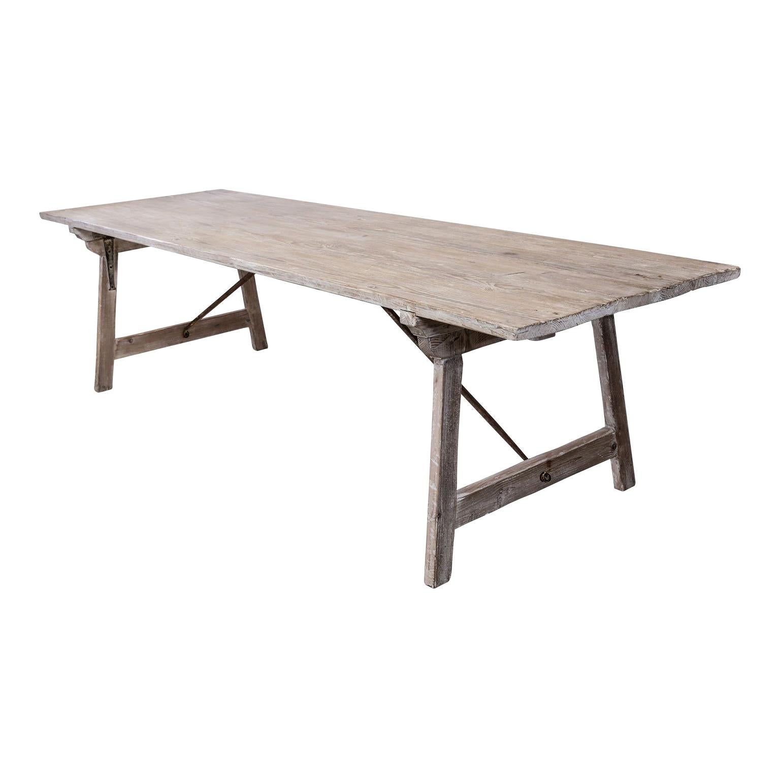 Long Painted Pine Trestle Table