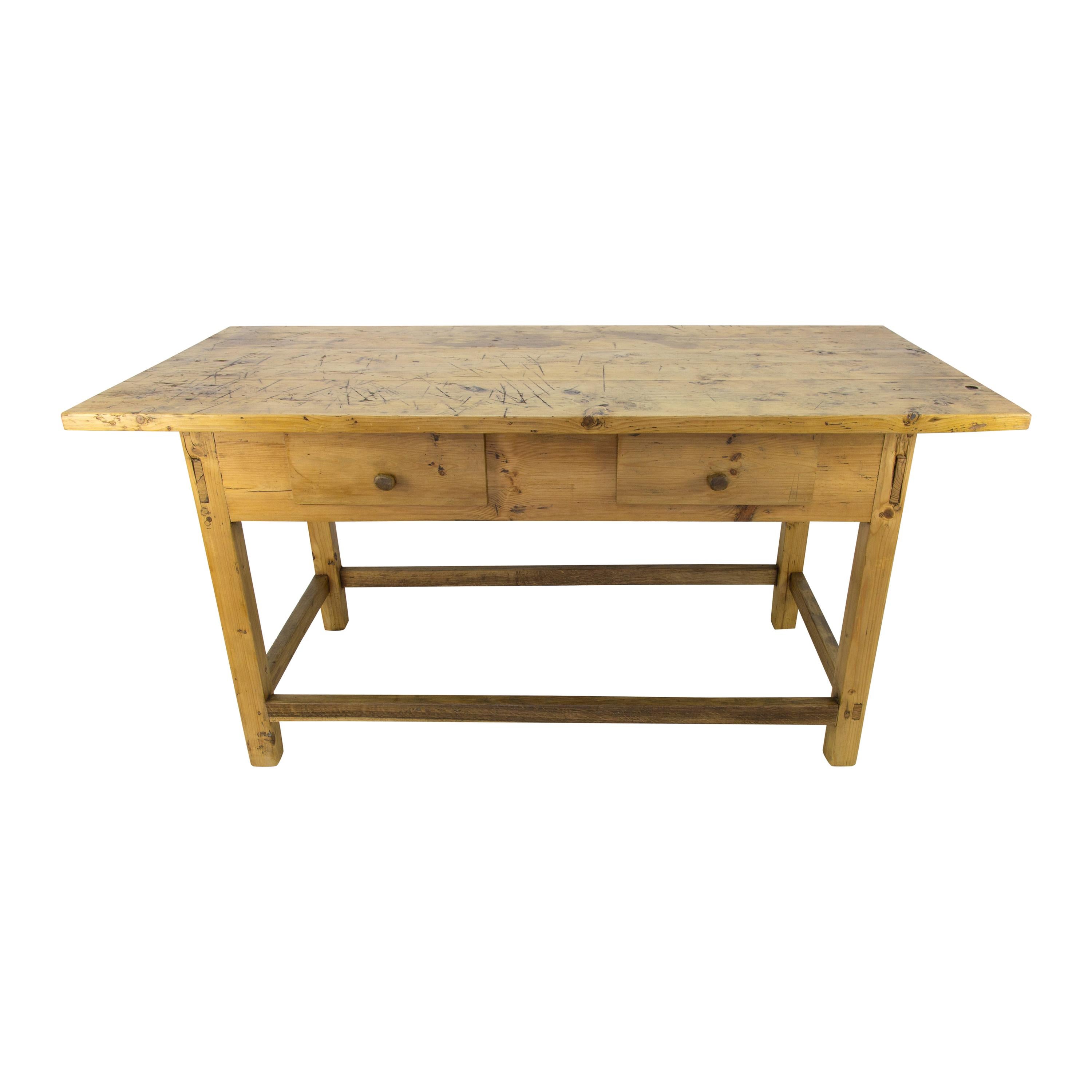 Rustic Country Style Baltic Pine Table, circa 1930s For Sale