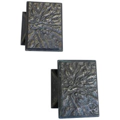 Pair of Sculptural Bronze Art Door Handles, 1960s