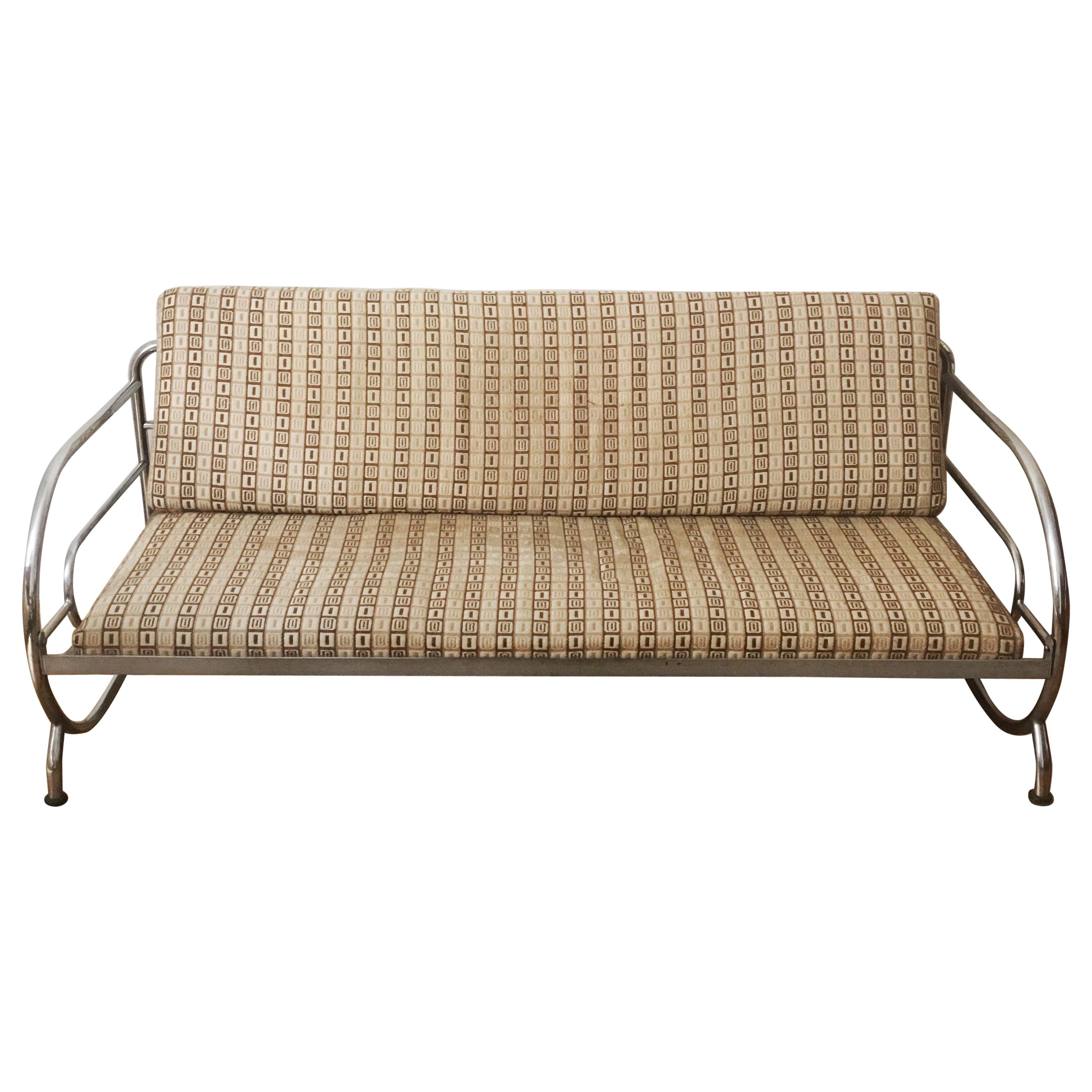 Tubular Steel Couch / Daybed by Robert Slezak, 1930s For Sale