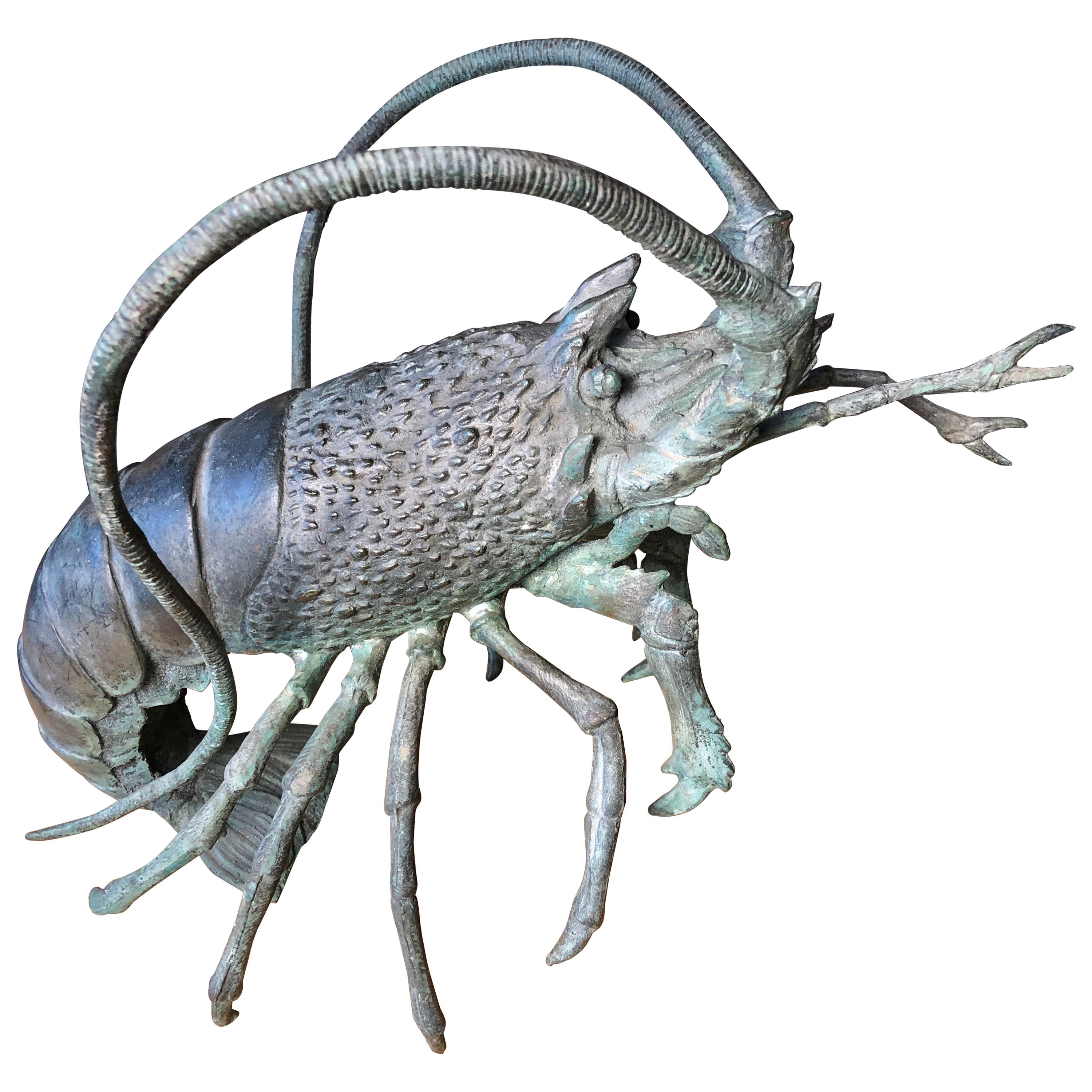 Japanese Antique Bronze Jumbo "Lobster" , Early 20th Century