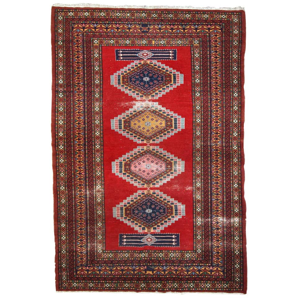 Handmade Vintage Uzbek Bukhara Rug, 1970s, 1C626 For Sale at 1stDibs