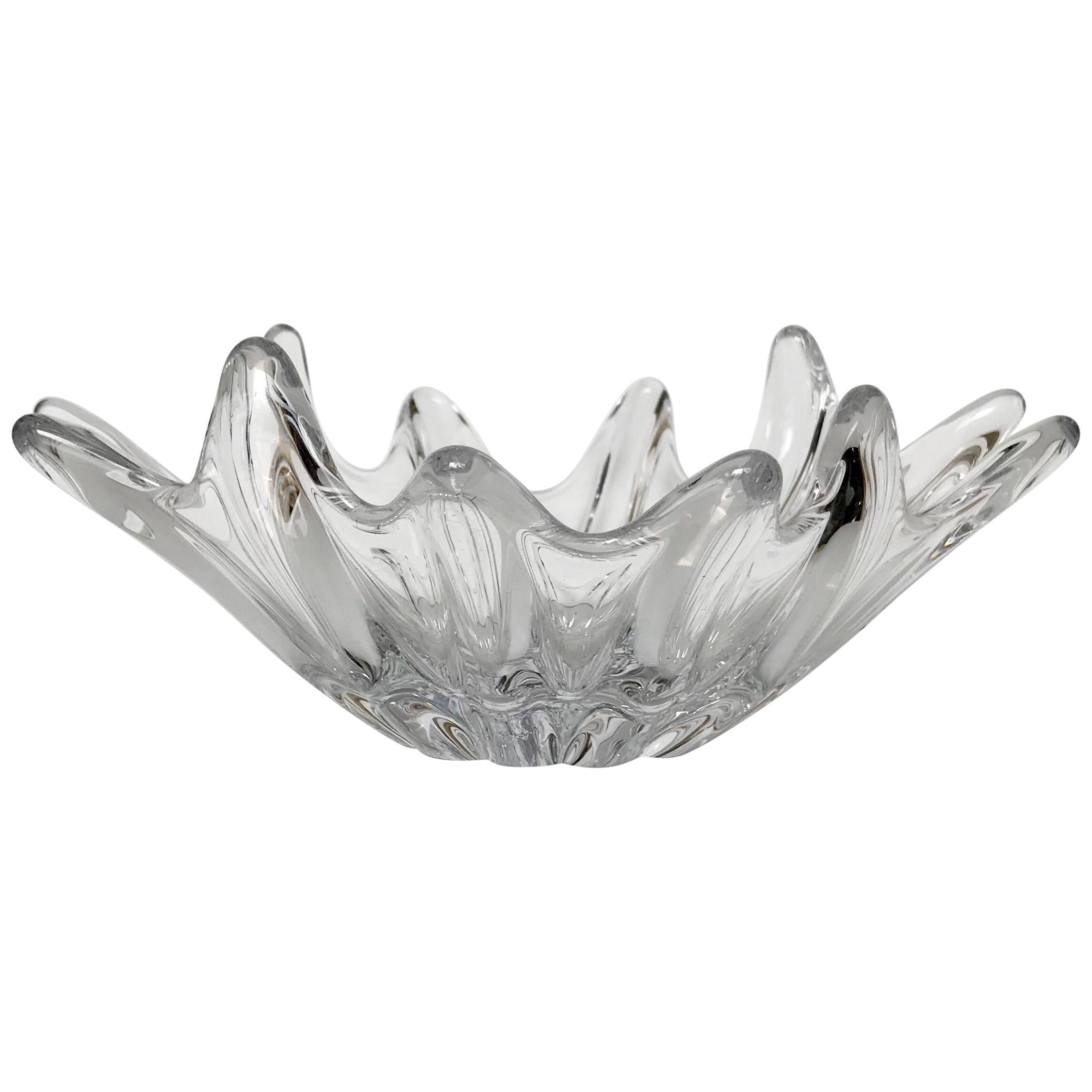Clear Crystal Sculptural Bowl by Daum For Sale