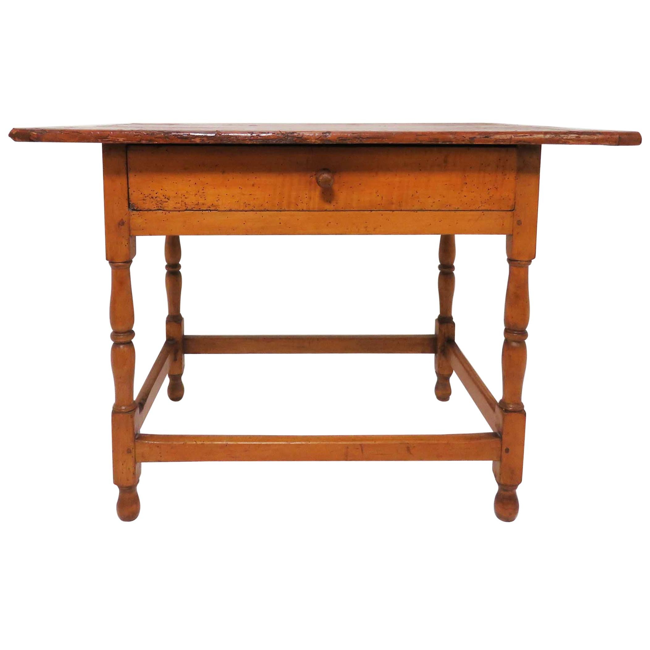18th Century Antique American Tavern Table with Breadboard Top