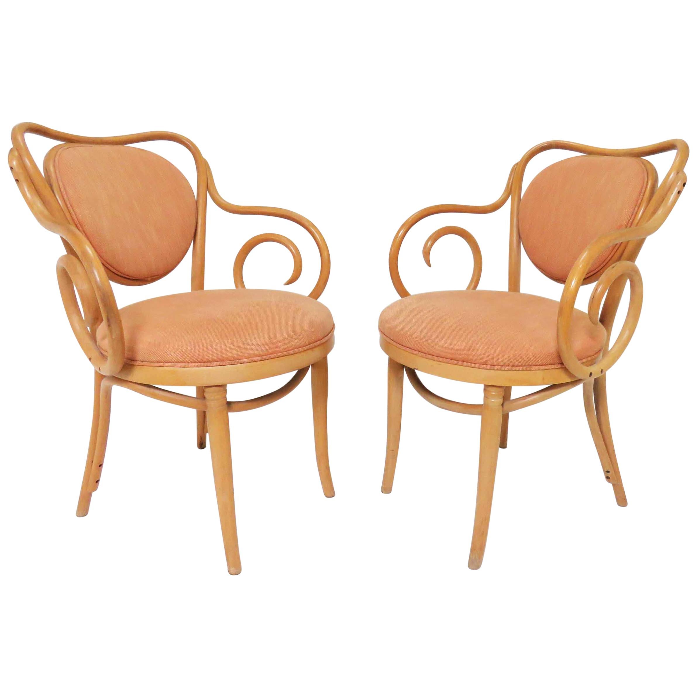 Pair of Bentwood Armchairs in the Manner of Thonet No. 5, circa 1950s