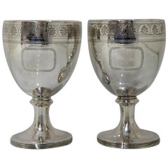 George III Sterling Silver Pair of Wine Goblets, London 1809, William Bennett