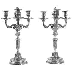 Pair of Candelabra Silver Bronze from the 19th Century, Louis XVI Style